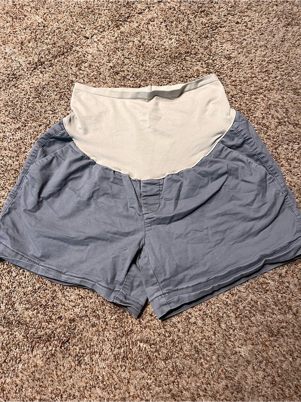 Old Navy Maternity short with Cream Support Panel and Light Gray-Blue Body